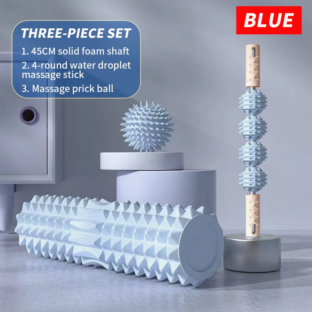 [Three Piece Massage Set] Massage Prick Ball, Massage Roller, Foam Massage Roller Shaft - a Necessary Household Massage Artifact