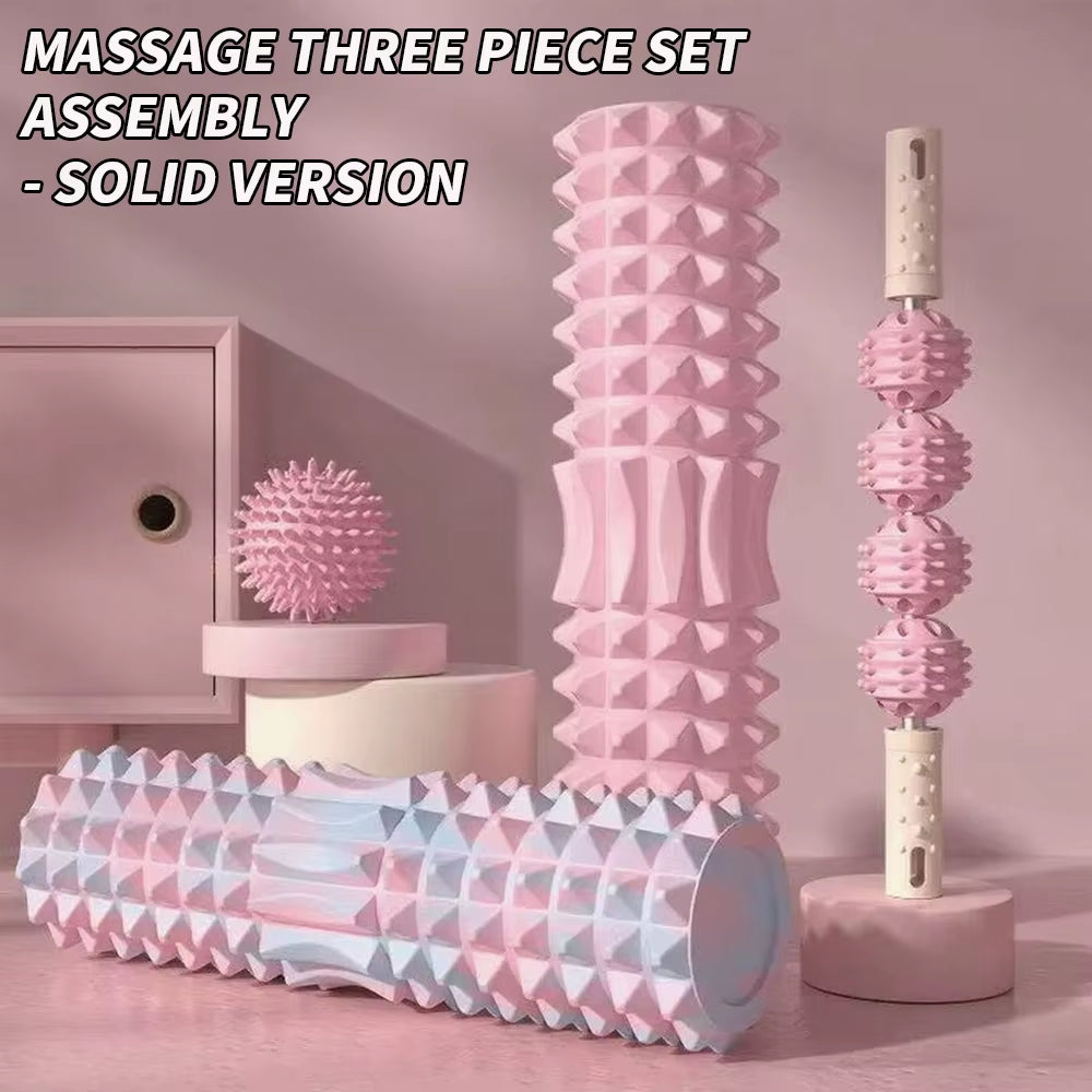 [Three Piece Massage Set] Massage Prick Ball, Massage Roller, Foam Massage Roller Shaft - a Necessary Household Massage Artifact